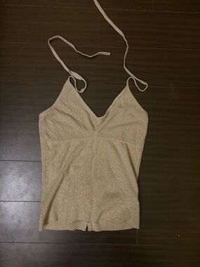 Vintage Gold Shimmer Halter Tank Top